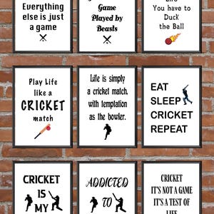 Stampa murale motivazionale di cricket (scelta di 9) / Arredamento per la casa / Fitness / Stampa motivazionale / Poster di cricket / Citazione di cricket