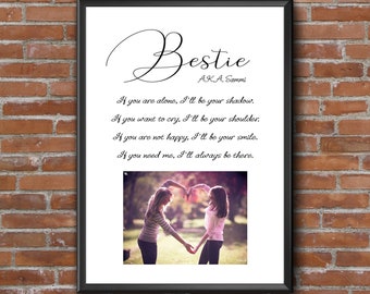 Personalisierter bester Freund Fotodruck, Bestie Geschenk, Freund Foto Gedicht