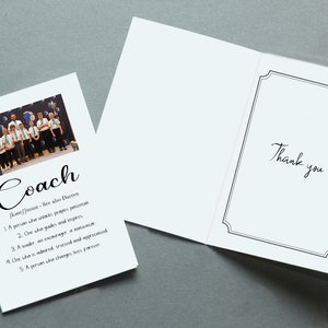 Tarjeta de agradecimiento personalizada del entrenador / Rugby / Tarjeta de baloncesto / Netball / Regalo fotográfico del entrenador de baile / Tarjeta de entrenador de fútbol