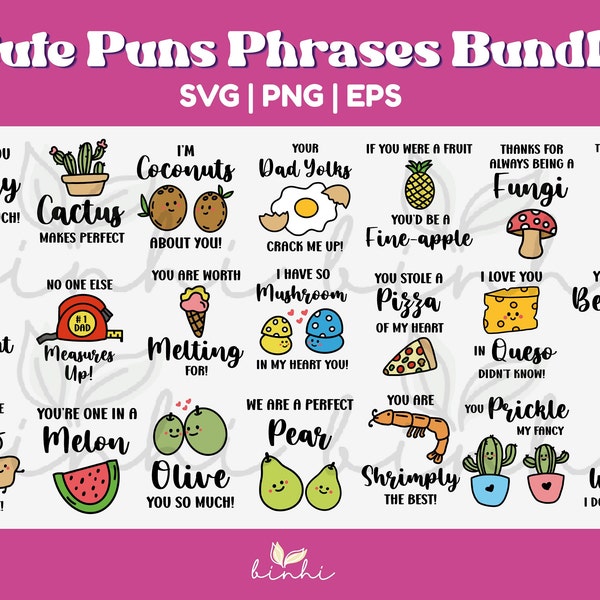 Cute Puns Phrases Bundle