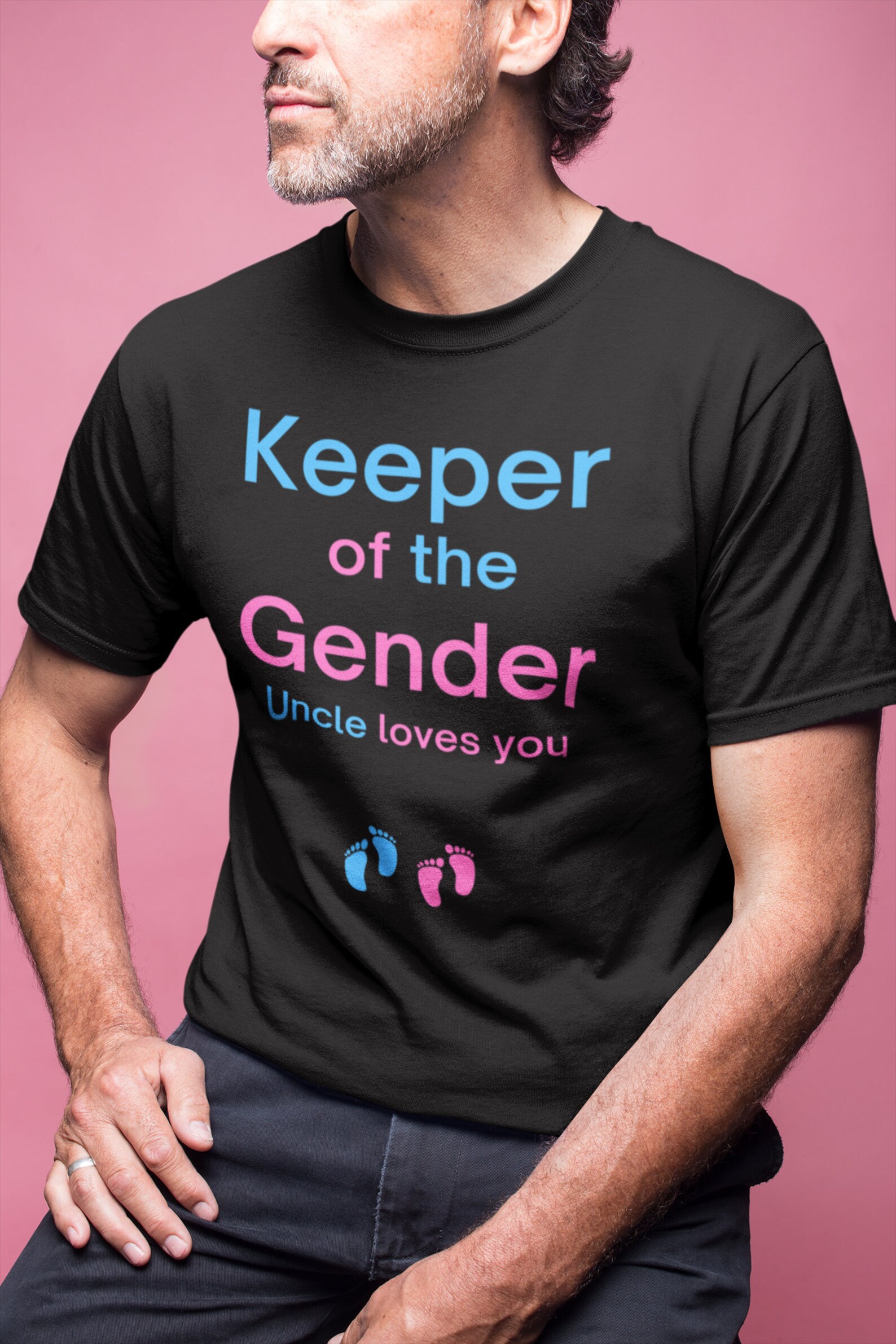 Gender reveal tshirt Keeper of the Gender Uncle Loves You | Etsy