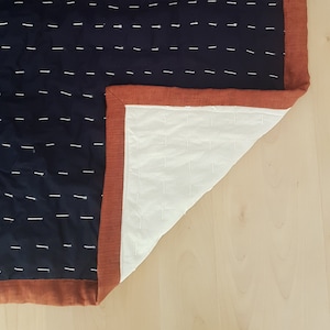 Shashiko Blanket - Modern Japanese Hand stitched Quilt / Bedspread