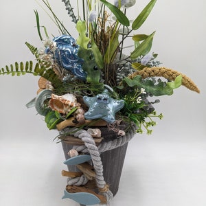 Summer arrangement Maritime starfish snail blue