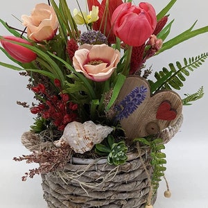 Easter Arrangement Spring Arrangement Cosmea Tulips Anemones Mussel Grass Colorful
