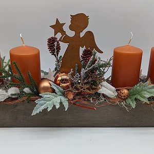 Christmas Arrangement Advent Arrangement Winter Arrangement Christmas Candles Angel Balls Rust Orange