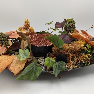 Flower set autumn set autumn decoration tealight magnolias cone ivy orange
