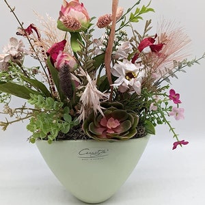 Table Arrangement Summer Arrangement Rose Succulent Flowers Grass Rosa Mint