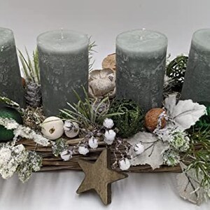 Christmas Arrangement Advent Arrangement Table Arrangement Ball Star Cone Candle Ivy Berries Fir Green Mint Cream