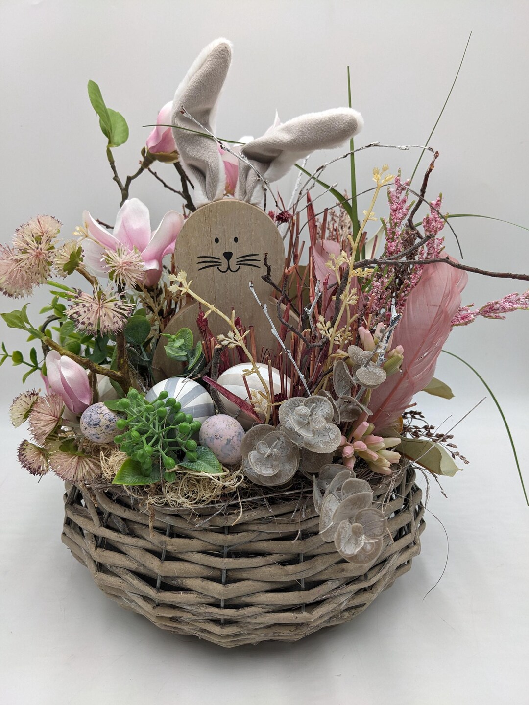 Easter Arrangement Feather Rabbit Magnolia Pink - Etsy