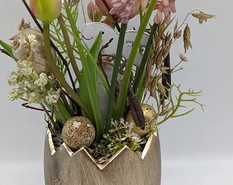 Easter Arrangement Spring Arrangement Flower Arrangement Rabbit Egg Snail Grape Hyacinth Gold