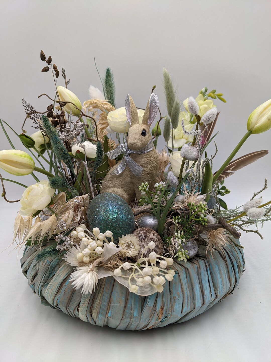 Waterfall Rabbit Arrangement Easter Arrangement Rabbit Tulip Kitten Green - Etsy
