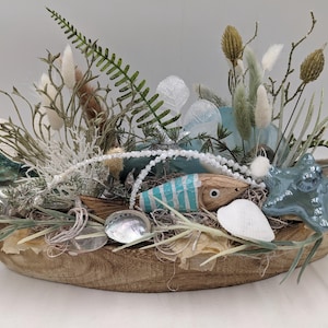 Summer arrangement maritime shell fish starfish turquoise