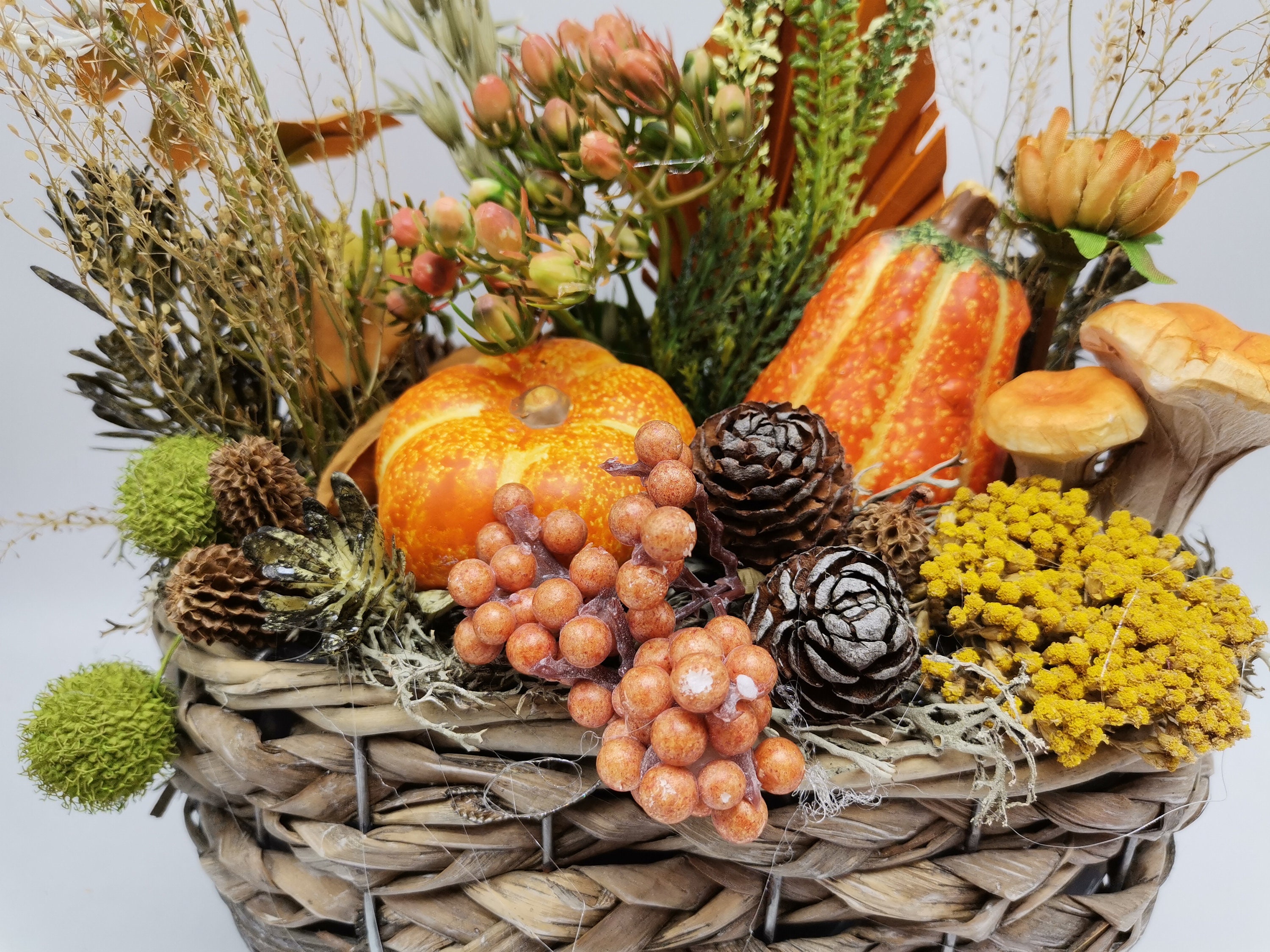 Blumengesteck Gesteck Herbstgesteck Herbstdeko Kürbis Pilze Etsy