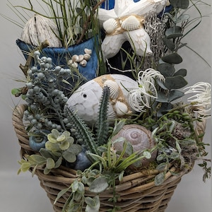 Table cut summer set summer decoration starfish fish snails maritime white blue