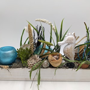 Summer arrangement maritime tea light snail seahorse turquoise