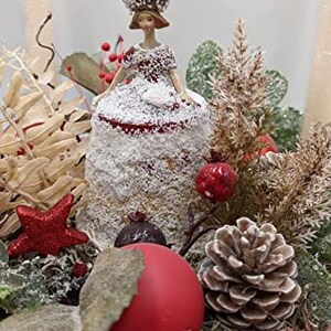 Christmas Arrangement Advent Wreath Advent Arrangement Ball Cones Cherries Dancing Mariechen Candle Berries Fir Gold Cream Red