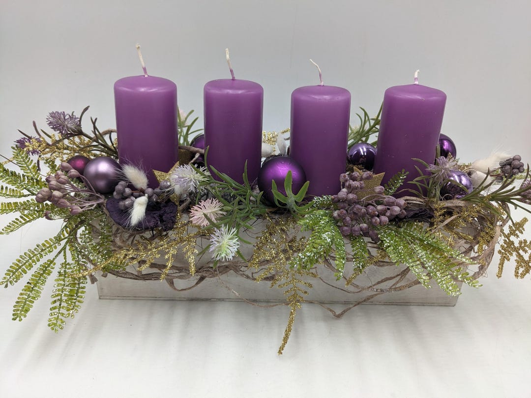 Adventsgesteck Kugel Stern Beeren lila - Etsy.de