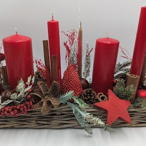 Christmas arrangement Advent arrangement candle ball star cinnamon red