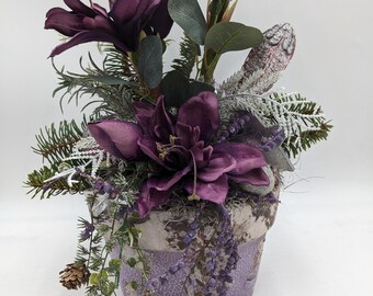Arreglo navideño bola amaryllis morado