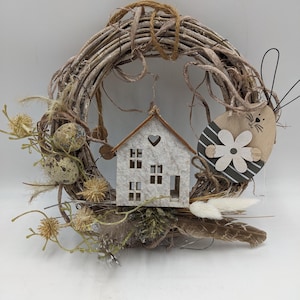 Easter wreath door wreath egg bunny house natural