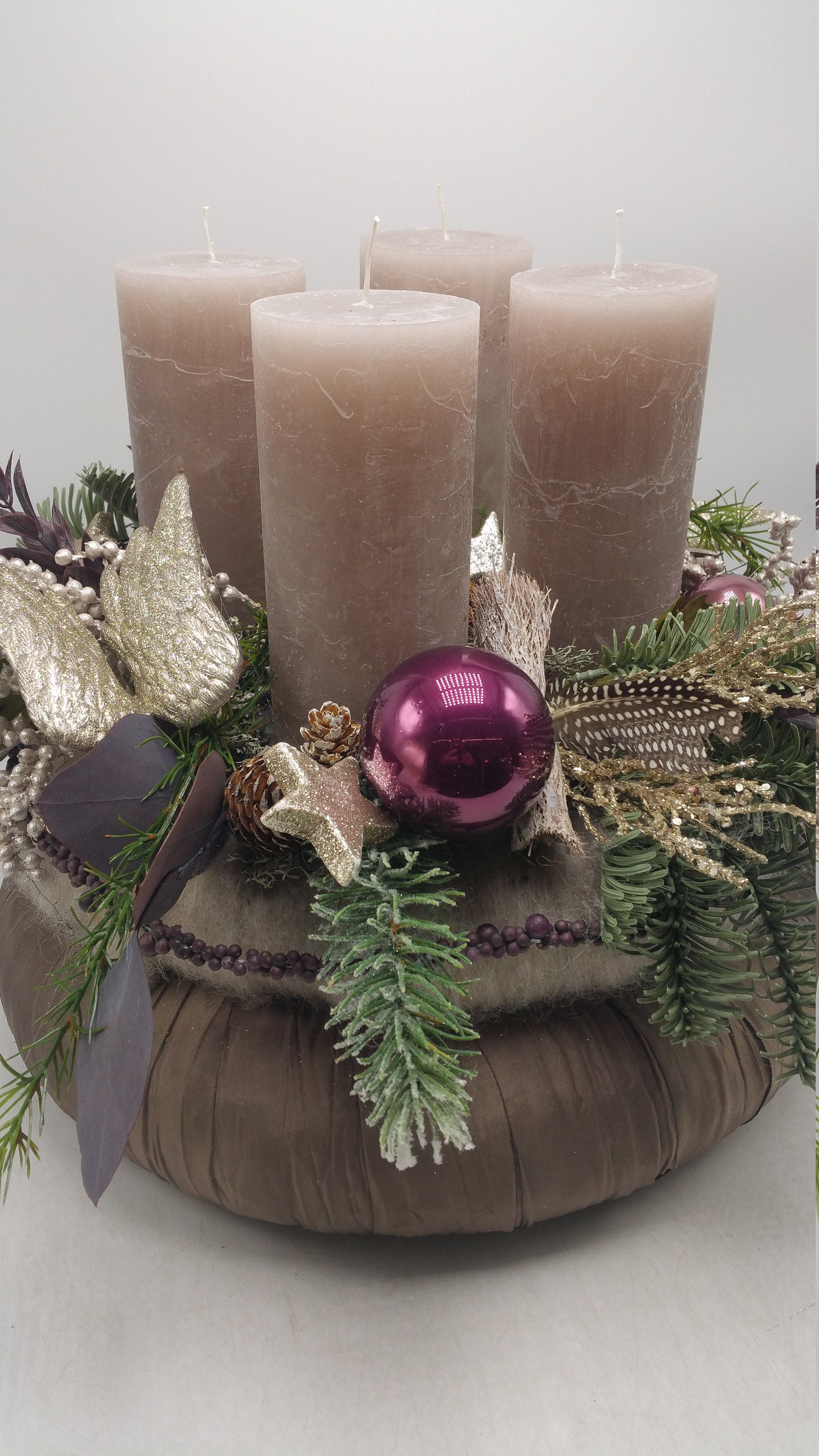 Christmas Wreath Advent Wreath Art Florist's Candles Wings | Etsy