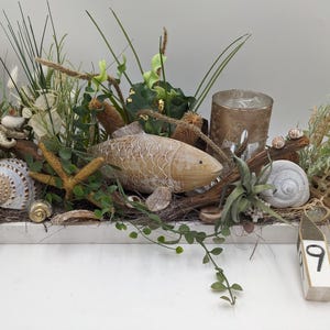 Summer arrangement maritime tealight snail starfish cream