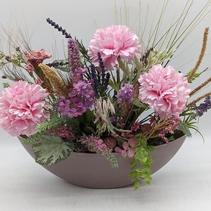 Autumn Arrangement Autumn Decoration Flowers Heather Grass Pink Purple