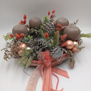 Christmas arrangement Advent arrangement candle ball cone apricot