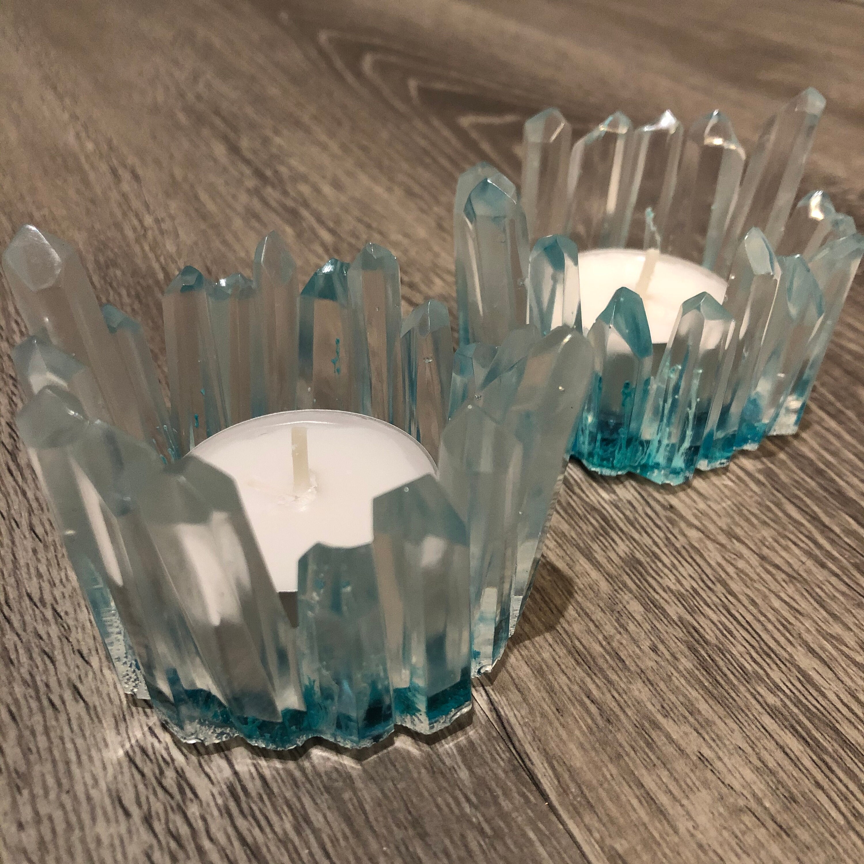 Resin Candle Holder Blue Alcohol Ink Etsy