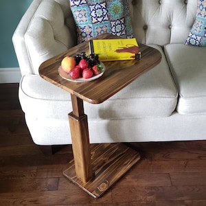 Solid Wood Coffee Table/Stand alone Sofa Tray: Configurable Laptop table with height adjustment, Handmade in Canada, C table, Side table
