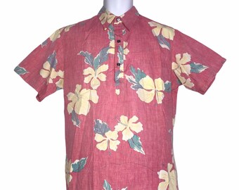 Vintage 1980/'s Cooke Street mens Hawaiian Floral Reverse Print Shirt Medium