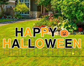 Lettres de cour d’Halloween avec piquets en métal - Fabriqués à partir de plastique ondulé - Résistant aux intempéries