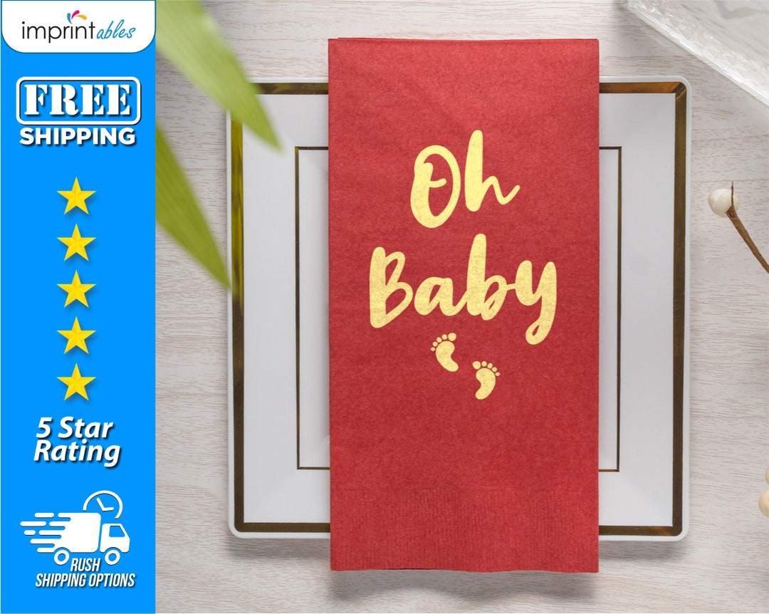 Custom Baby Shower Napkins Oh Baby Footprint Napkins Personalized Oh