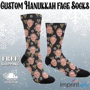 Custom Hanukkah Face Socks | GAG Gift, Stocking Stuffer, Hanukkah Gift