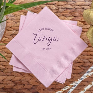 Custom Birthday Napkins | Custom Party Napkins | Birthday Party Napkins | Personalized Beverage Napkins | Birthday Napkins | Cocktail - BN10 image 4