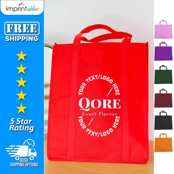 Custom Printed Reusable Grocery Tote Bags, Custom Logo Bag, Promotional Tote Bag, Personalized Logo Tote Bag, Bulk Bags, Eco Friendly Totes
