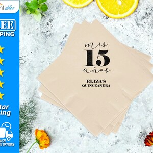 Personalized Birthday Luncheon Napkins | Mis Quince Anos Napkins | Customized Luncheon Napkins | Quinceanera Napkins - LBN13