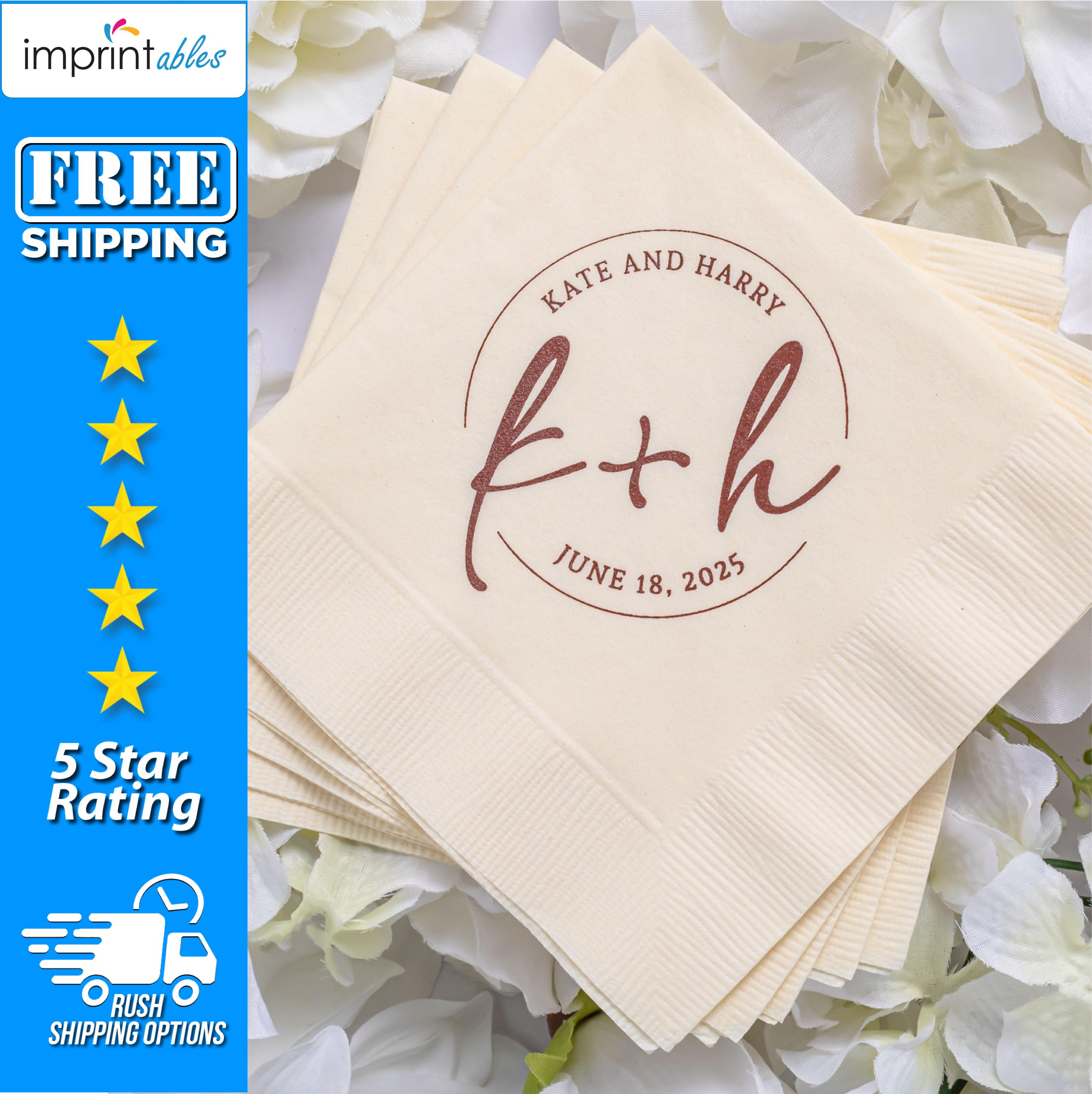 Personalized Wedding Beverage Napkins | Initials Wedding Napkins |  Rehearsal Dinner Napkins | Bridal Party Napkins - N2