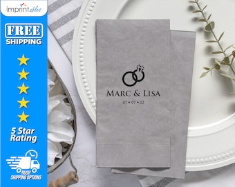 Personalized Wedding Dinner Napkins | Ring Wedding Napkins |  Rehearsal Dinner Napkins | Bridal Party Napkins - DN9
