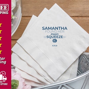 Personalized Bridal Shower Beverage Napkins | Main Squeeze Bridal Shower Napkins | Bridal Party Napkins - N12