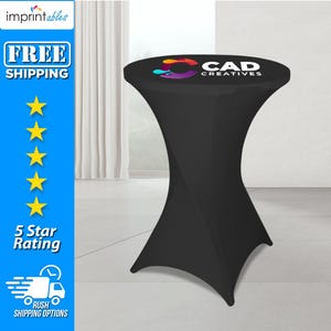 Custom Cocktail Table Cover | Round Event Table Covers | Custom Logo Tablecloth | Table Cover for Tradeshows, Weddings, & Other Events