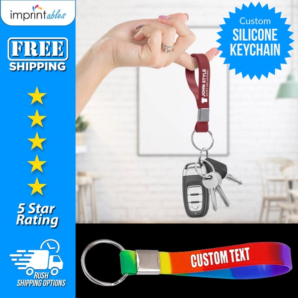 Custom Printed Silicone Keychains | Personalized Keychain | Event Keychain | Custom Printed Silicone Keychain Segmented Colors