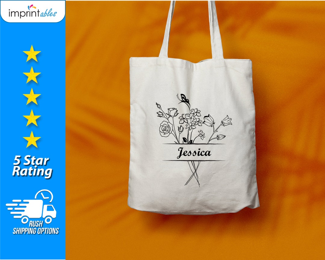 Custom Tote Bag, Custom Book Bag, Name Tote Bag, Personalized Tote Bag