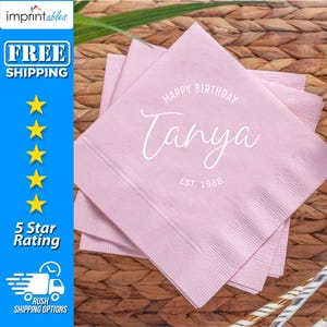 Custom Birthday Napkins | Custom Party Napkins | Birthday Party Napkins | Personalized Beverage Napkins | Birthday Napkins | Cocktail - BN10