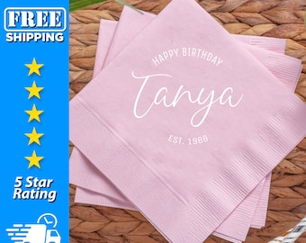 Servilletas de cumpleaños personalizadas / Servilletas de fiesta personalizadas / Servilletas de fiesta de cumpleaños / Servilletas de bebidas personalizadas / Servilletas de cumpleaños / Cóctel - BN10