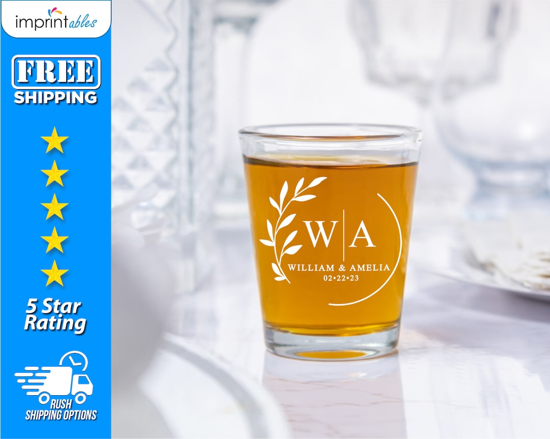 Wedding Shot Glasses W/ Initials 1.75 Oz Clear & Frosted Etsy