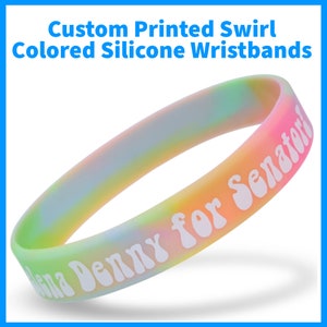 Swirl Custom Printed Wristbands | Personalized Wristbands | Event Wristbands | Custom Printed Silicone Bracelets | Birthday Parties | Favors