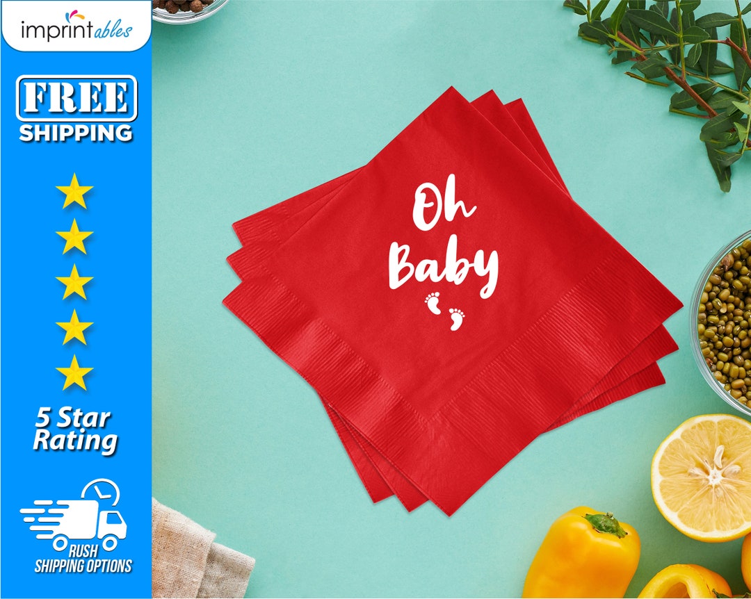 Custom Baby Shower Napkins Oh Baby Napkins Personalized Etsy