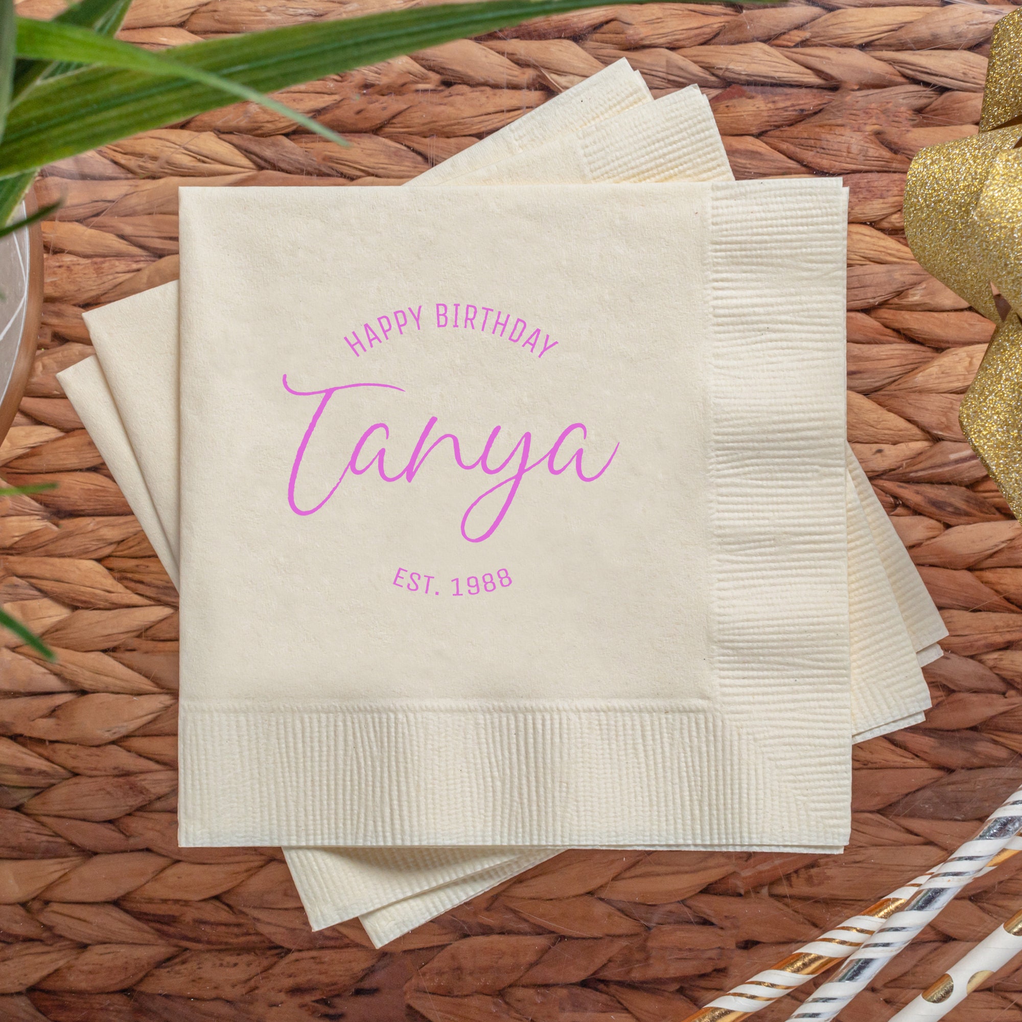 Custom Birthday Napkins Custom Party Napkins Birthday Etsy