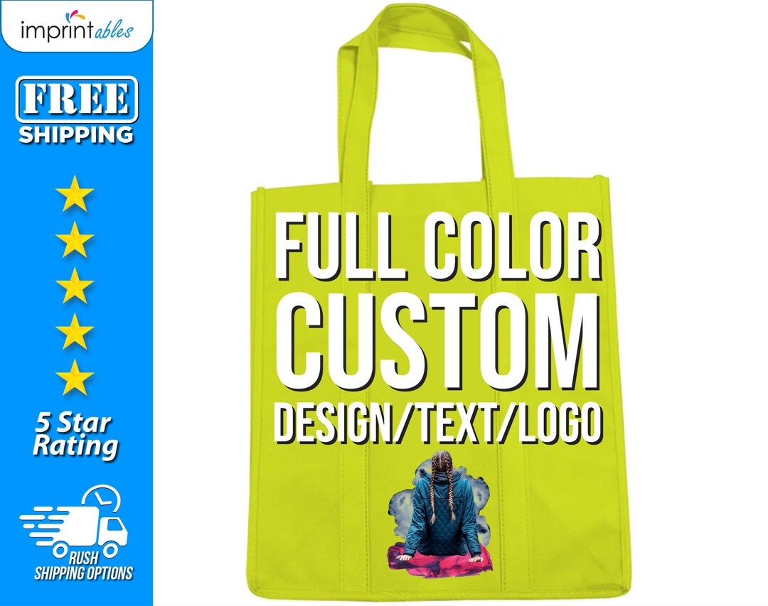 Full Color Small Grocery Tote Bags Logo Bag Promotional Tote - Etsy